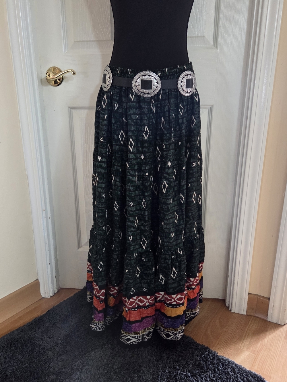 Banjo vtg western boho multicoloured maxi skirt boho festival western rodeo